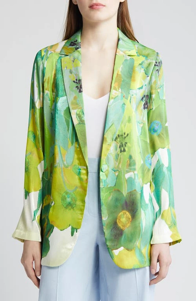 KOBI HALPERIN Marnie Floral Print Blazer Olive Multi at Nordstrom,