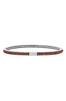 LAGOS Caviar Icon Beaded Bangle Bracelet in Silver/Garnet at Nordstrom, Size Large