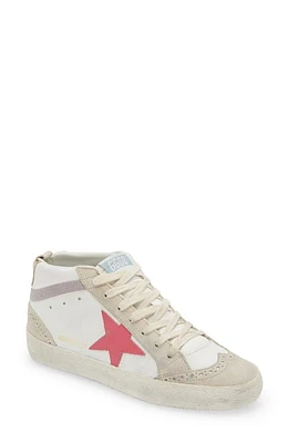 Golden Goose Mid Star Sneaker in White/Taupe/Pink at Nordstrom, Size 8Us