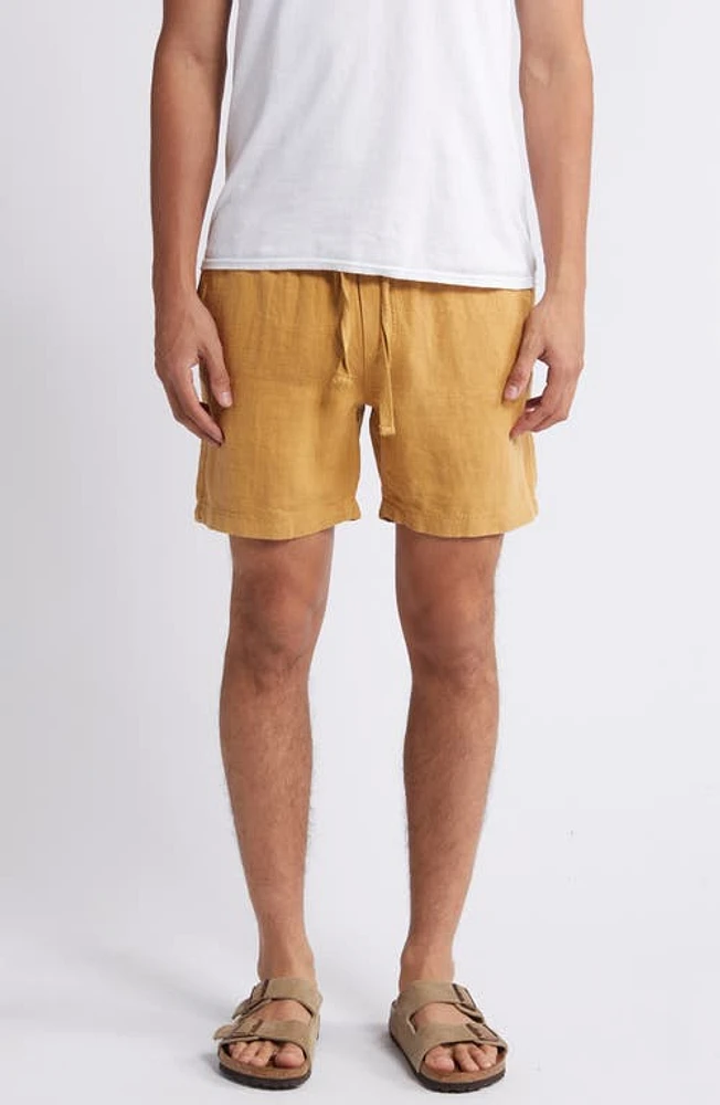 Faherty Essential Linen Shorts Sunset Gold at Nordstrom,