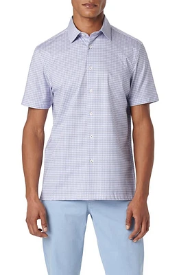 Bugatchi Milo OoohCotton Diamond Print Short Sleeve Button-Up Shirt Lavender at Nordstrom,