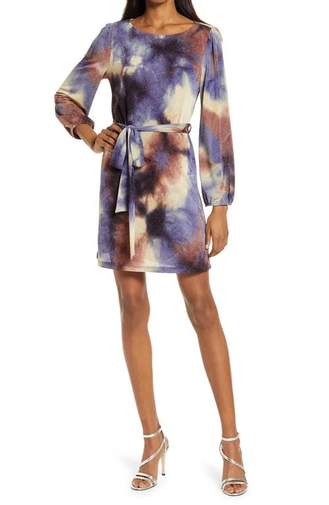 Fraiche by J Tie Dye Metallic Waist Knit Dress Blue at Nordstrom,