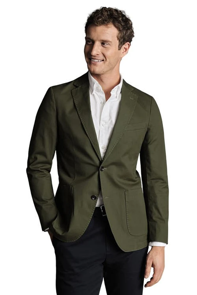 Charles Tyrwhitt Cotton Stretch Slim Fit Jacket Olive Green at Nordstrom,