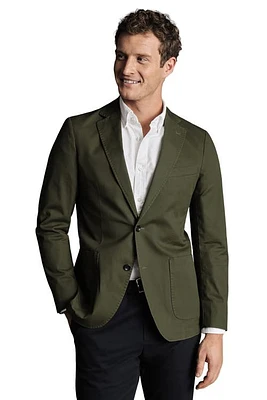 Charles Tyrwhitt Cotton Stretch Slim Fit Jacket Olive Green at Nordstrom,