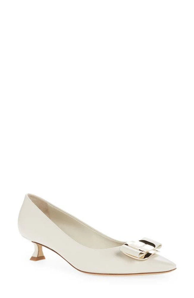 FERRAGAMO New Vara Bow Kitten Heel Pointed Toe Pump Mascarpone at Nordstrom,