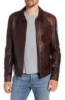 Schott NYC Lightweight Vintage Oil Tanned Unlined Cowhide Leather Trucker Jacket Brown at Nordstrom,