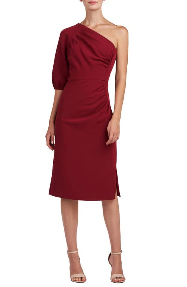 Kay Unger Brea One-Shoulder Sheath Cocktail Dress in Ruby Wine at Nordstrom, Size 6