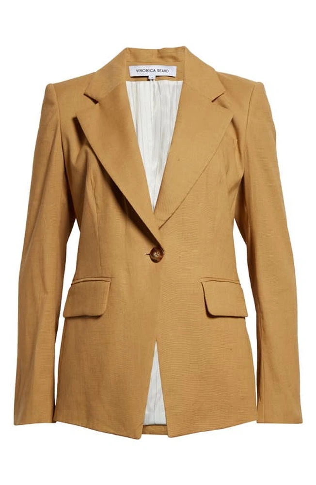 Veronica Beard Hayward Linen Blend Dickey Jacket Desert Khaki at Nordstrom,