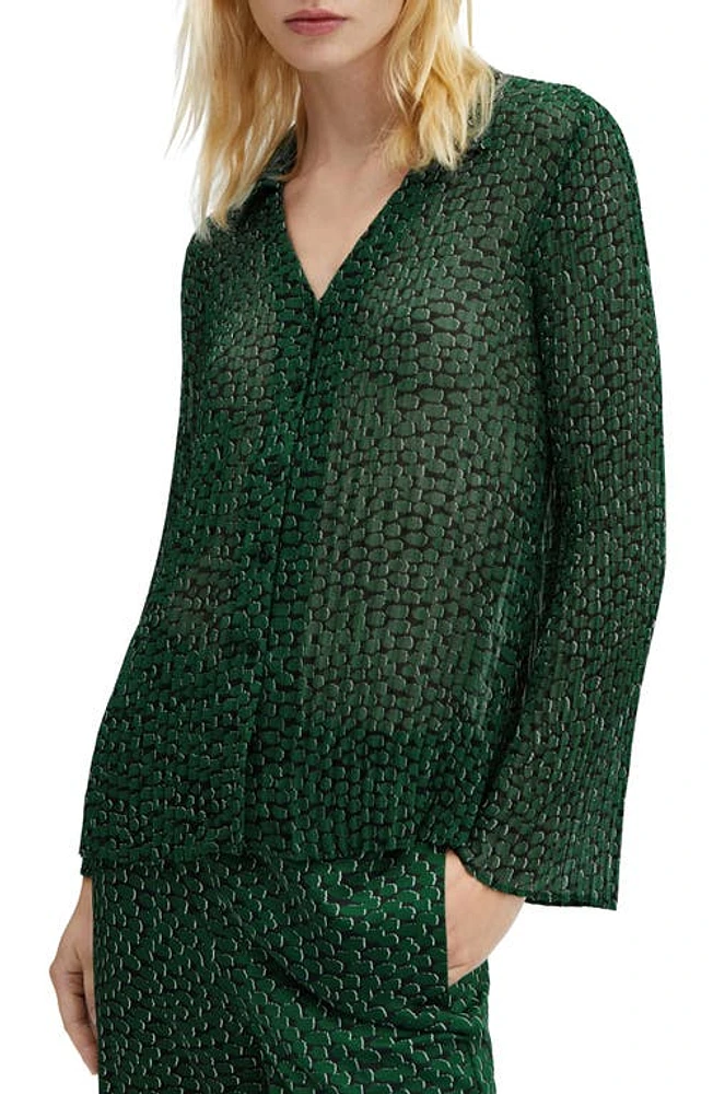 MANGO Print Shirt in Green at Nordstrom, Size 6