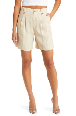 Sophie Rue Freddi High Waist Linen Shorts in Taupe at Nordstrom, Size Large