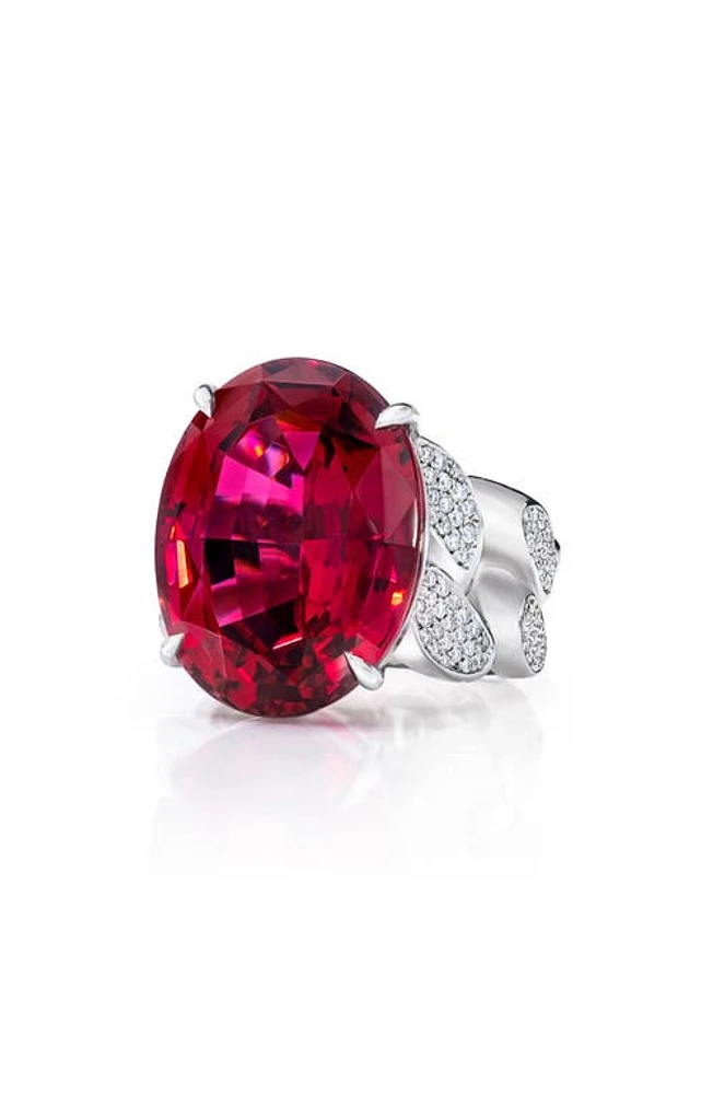 Mindi Mond Rubellite Tourmaline & Diamond Ring in 18Kwg at Nordstrom, Size 7