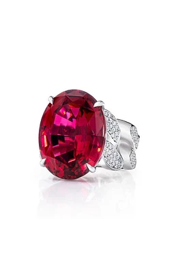 Mindi Mond Rubellite Tourmaline & Diamond Ring in 18Kwg at Nordstrom, Size 7