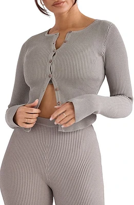 HOUSE OF CB Sylvia Ribbed Cardigan Taupe at Nordstrom,