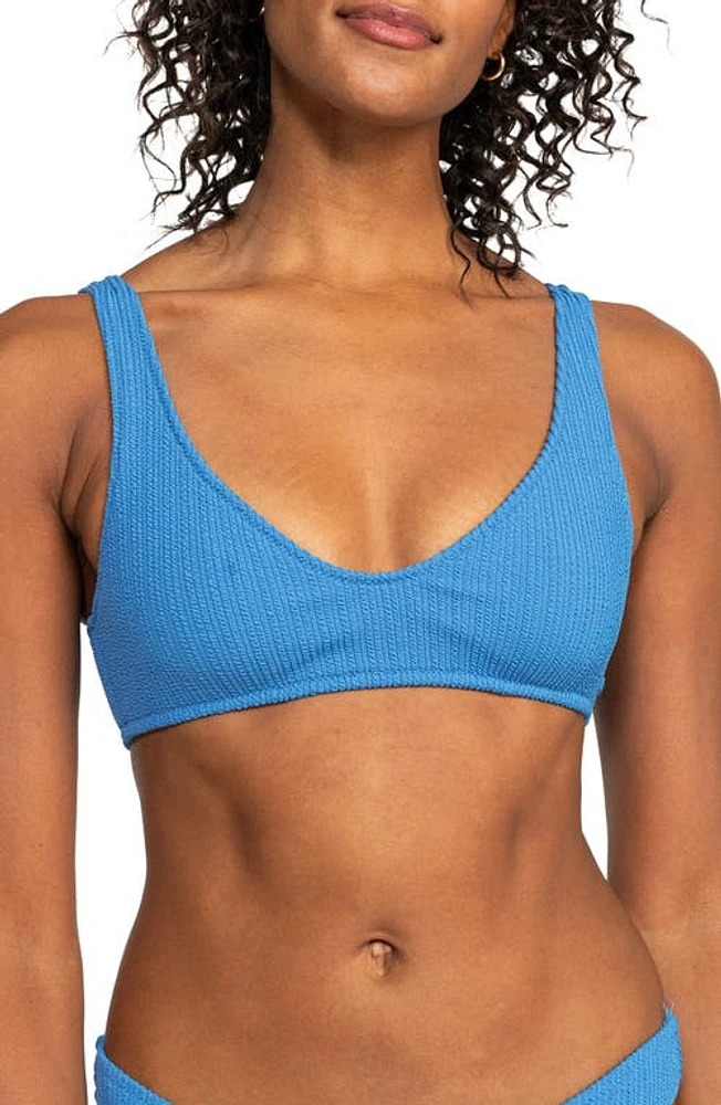 Roxy Aruba Textured Bikini Top Campanula at Nordstrom,