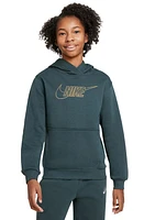 Nike Kids' Sportswear Club Graphic Fleece Hoodie Gold at