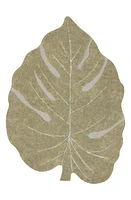 Lorena Canals Monstera Washable Cotton Blend Rug in Olive Natural Honey at Nordstrom