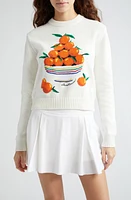 Casablanca Pyramide d'Oranges Intarsia Cotton Crewneck Sweater in White at Nordstrom, Size Large