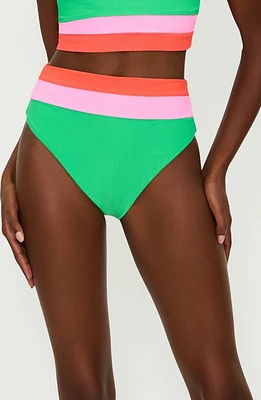 Beach Riot Heidi Colorblock High Waist Bikini Bottoms Island Green at Nordstrom,