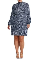 Estelle Robin Paisley Long Sleeve Dress Navy/Milk at Nordstrom,