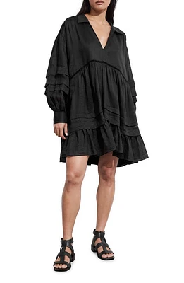 & Other Stories Pintuck Long Sleeve Dress Black Dark at Nordstrom,