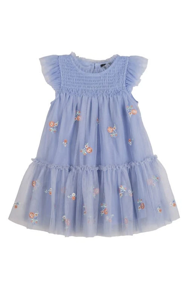 Zunie Kids' Embroidered Mesh Dress Powder Blue at Nordstrom,