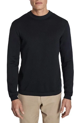 Jack Victor Bartholomew Geo Pattern Cotton & Silk Crewneck Sweater Navy at Nordstrom,