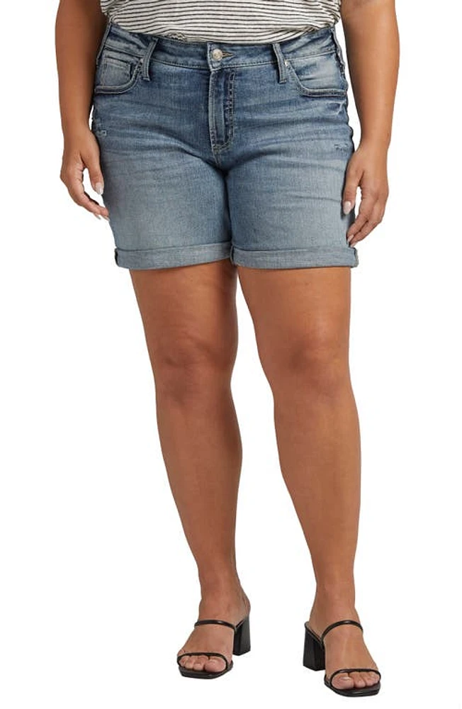 Silver Jeans Co. Boyfriend Denim Shorts in Indigo at Nordstrom, Size 14W