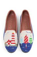 ByPaige Lighthouse Needlepoint Flat Navy Red Nautical at Nordstrom,