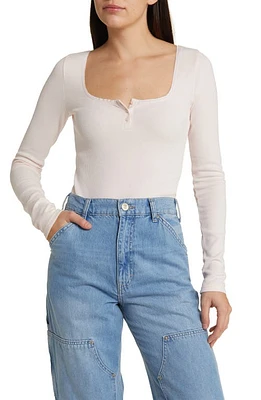 BP. Long Sleeve Henley Organic Cotton Blend Thermal Bodysuit at Nordstrom,