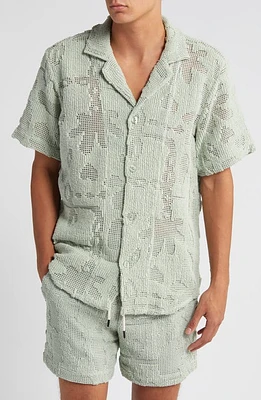 OAS Calbanum Crochet Camp Shirt Green at Nordstrom,