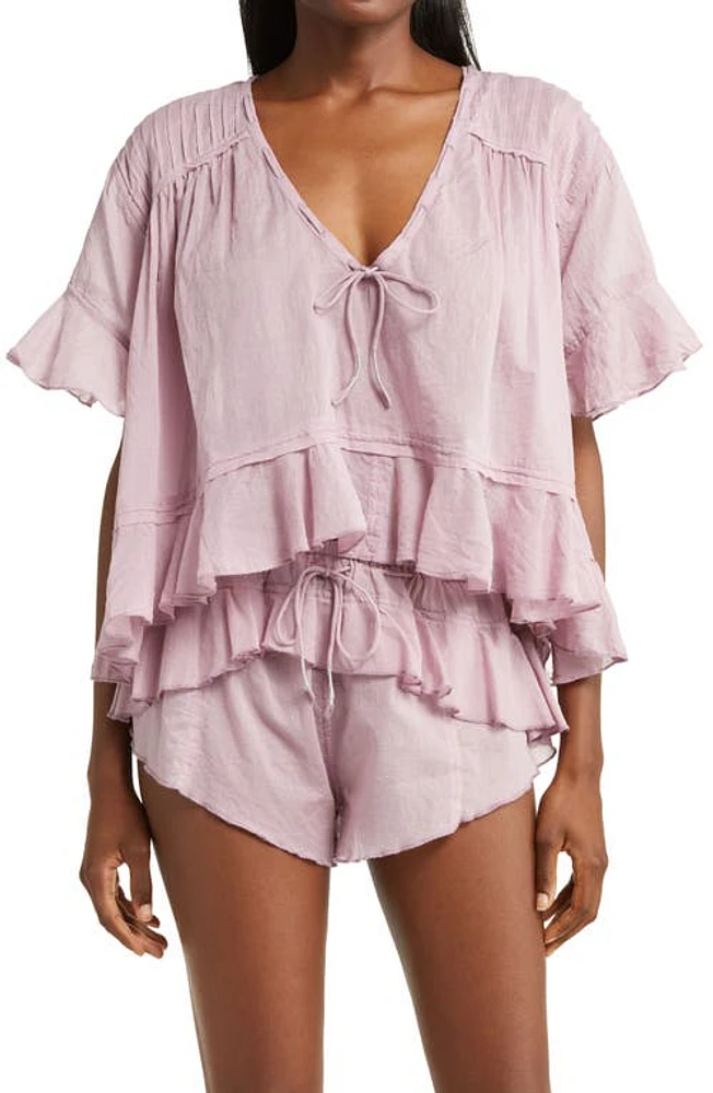 Free People Daydreamer Ruffle Semisheer Cotton Pajamas La Fluer at Nordstrom,