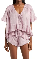 Free People Daydreamer Ruffle Semisheer Cotton Pajamas La Fluer at Nordstrom,