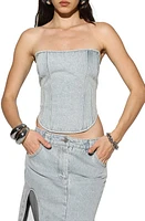 BY. DYLN Zayne Denim Corset Top Blue at Nordstrom,