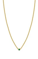 Zoë Chicco Extra Small Emerald Curb Chain Necklace in 14K Yellow Gold at Nordstrom, Size 16