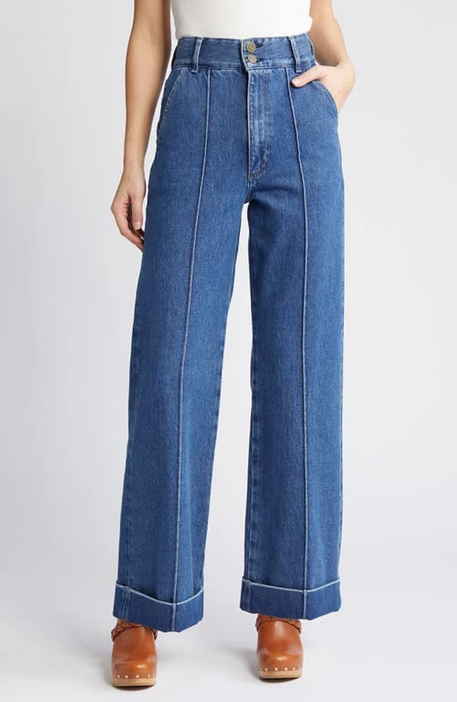 FRAME '70s Seamed Crop Straight Leg Jeans Lago Di Como at Nordstrom,