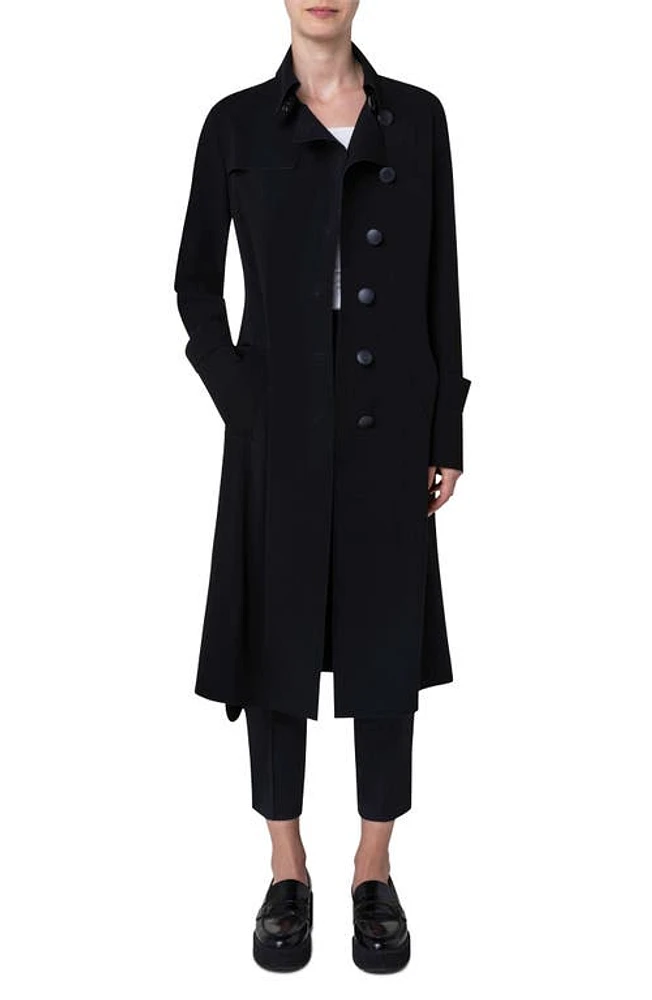 Akris punto Laser Cut Technical Crepe Trench Coat Black at Nordstrom,