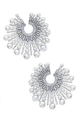 Mindi Mond Akoya Pearl & Diamond Spoke Earrings in Pearl/18K Wg at Nordstrom