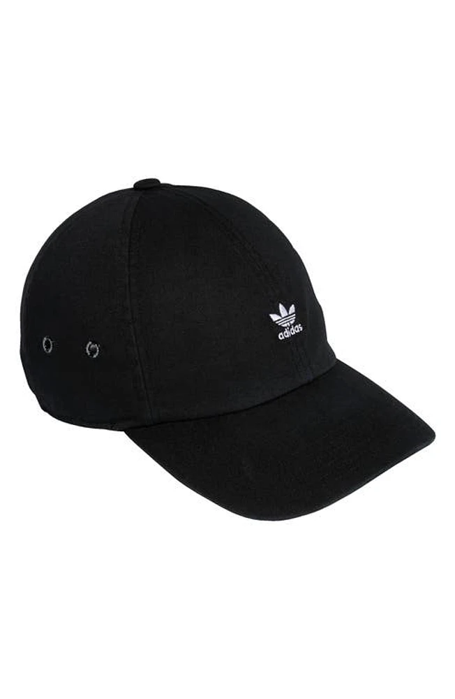 adidas Originals Mini Trefoil Relaxed Strap Back Hat in Black/White at Nordstrom