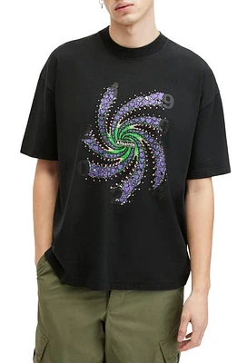 AllSaints Fraktyl Graphic T-Shirt Washed Black at Nordstrom,