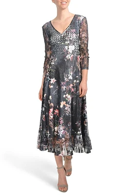 Komarov Floral A-Line Midi Dress Midnight Fleur at Nordstrom,