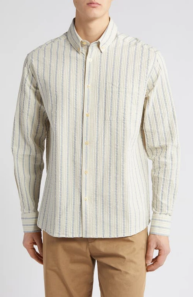 FORET Crest Dove Seersucker Button-Down Shirt Stripe at Nordstrom,