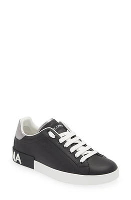 Dolce & Gabbana Portofino Sneaker 8B979 Black/Silver at Nordstrom,