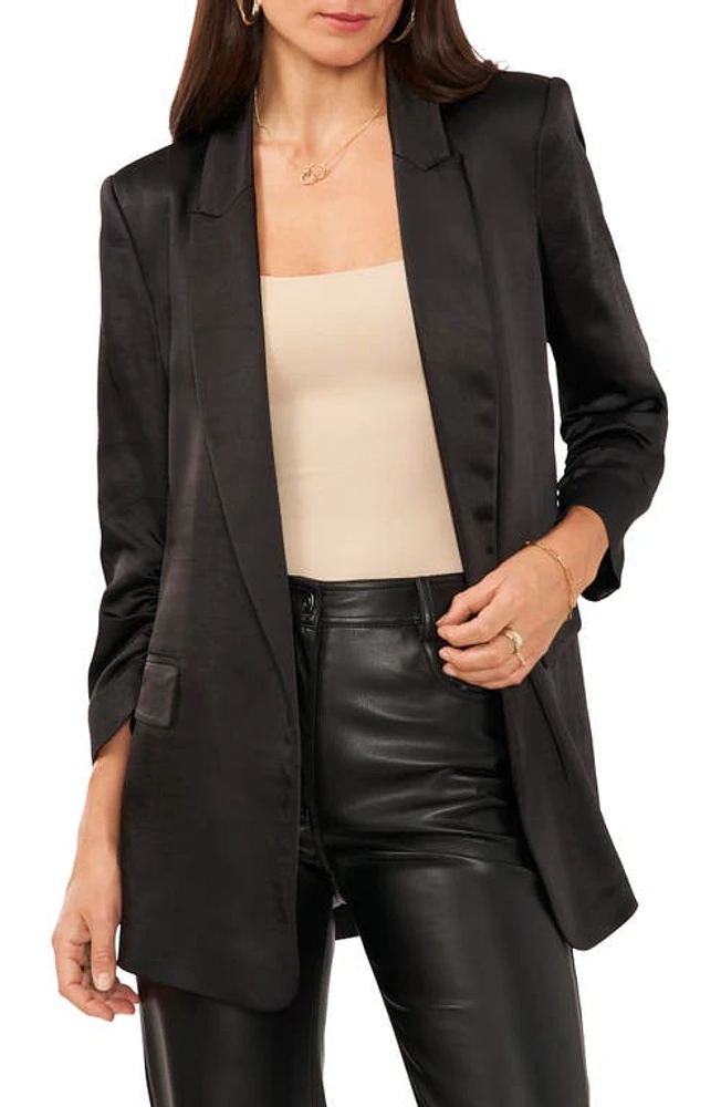 Vince Camuto Peak Lapel Satin Blazer Rich Black at Nordstrom,