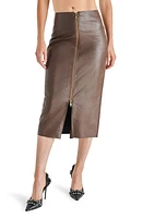 Steve Madden Hayes Croc Embossed Faux Leather Midi Skirt Dark Espresso at Nordstrom,