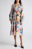 Stine Goya Veroma Floral Long Sleeve Midi Dress Liquified Orchid at Nordstrom,