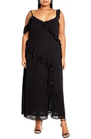 City Chic Ruffle Love Dress Black at