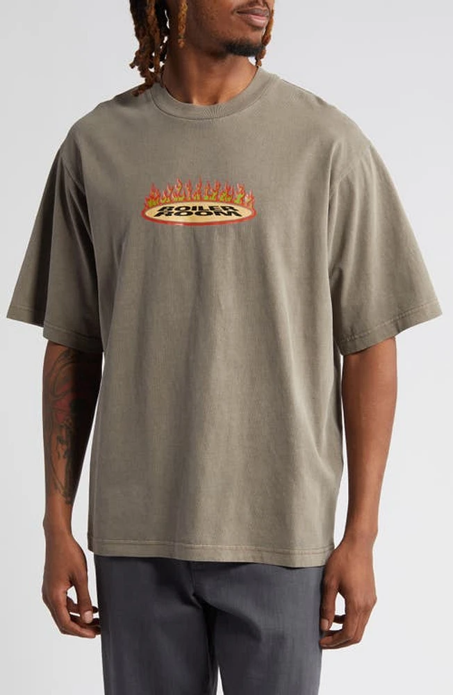 BOILER ROOM Flames Cotton Graphic T-Shirt Coffee at Nordstrom,