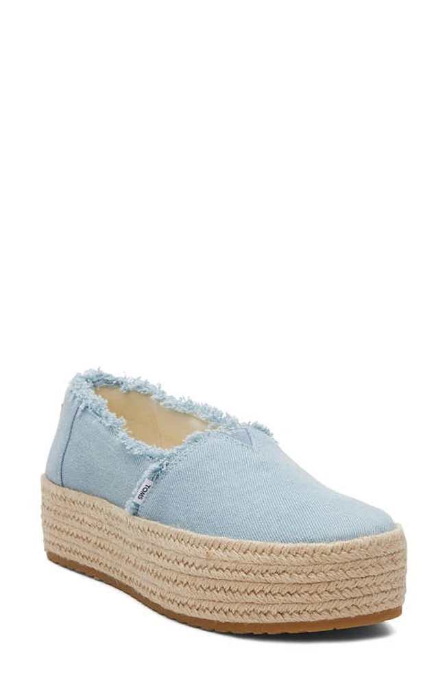 TOMS Valencia Platform Espadrille Light Blue at Nordstrom,