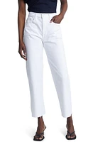 FRAME Le Jane Raw Hem Crop Straight Leg Jeans Blanc at Nordstrom,