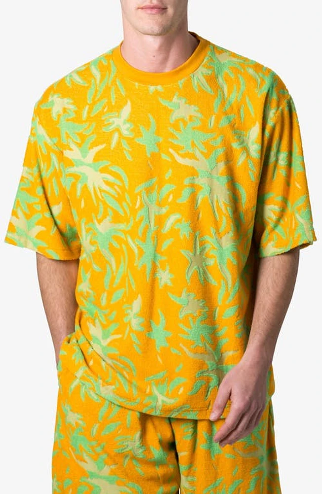 mnml Jacquard Terry Cloth T-Shirt Yellow/Green at Nordstrom,